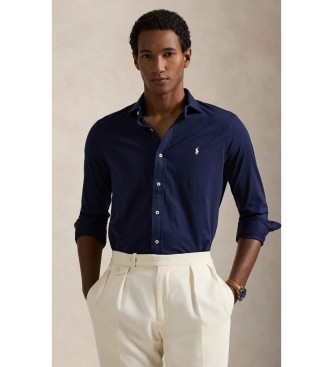 Polo Ralph Lauren Camicia in maglia blu navy con colletto italiano