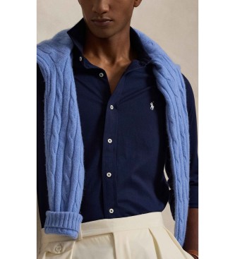 Polo Ralph Lauren Camicia in maglia blu navy con colletto italiano