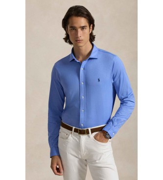 Polo Ralph Lauren Camicia in maglia blu con colletto italiano