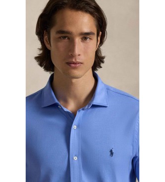 Polo Ralph Lauren Camicia in maglia blu con colletto italiano