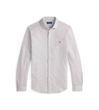 Polo Ralph Lauren Camicia in jersey lavorato a maglia pied de poule beige