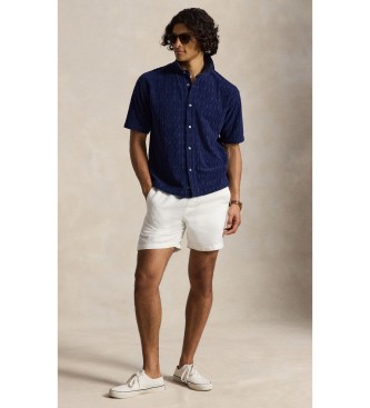 Polo Ralph Lauren Relaxed Marineblaues Zopfmuster-Frottee-Hemd
