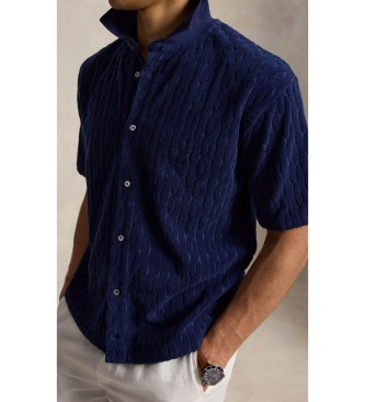 Polo Ralph Lauren Relaxed Marineblaues Zopfmuster-Frottee-Hemd