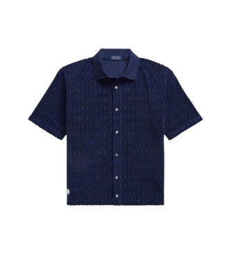 Polo Ralph Lauren Relaxed Marineblaues Zopfmuster-Frottee-Hemd