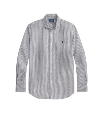 Polo Ralph Lauren Maßgeschneidertes Seersucker-Hemd mit marineblauen Streifen