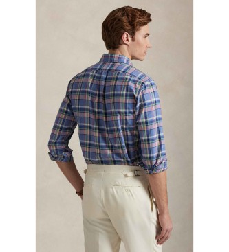 Polo Ralph Lauren Custom Fit blauw geruit oxford overhemd