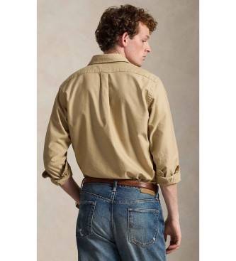 Polo Ralph Lauren Op maat gemaakt, geverfd beige Oxford overhemd
