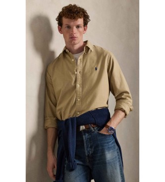 Polo Ralph Lauren Op maat gemaakt, geverfd beige Oxford overhemd