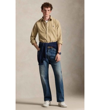 Polo Ralph Lauren Op maat gemaakt, geverfd beige Oxford overhemd