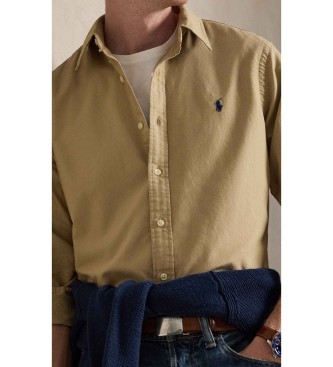 Polo Ralph Lauren Op maat gemaakt, geverfd beige Oxford overhemd