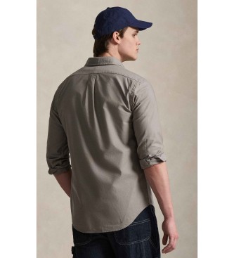 Polo Ralph Lauren Camisa Oxford Custom teñida en prenda gris