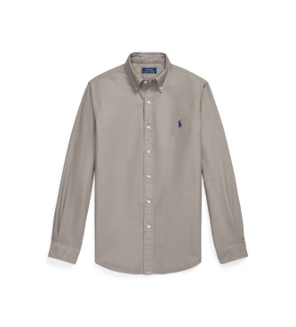 Polo Ralph Lauren Camisa Oxford Custom teñida en prenda gris