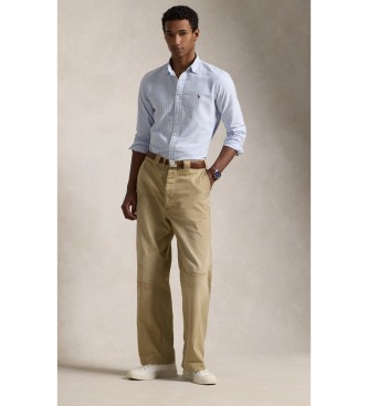 Polo Ralph Lauren Camisa oxford de corte justo azul