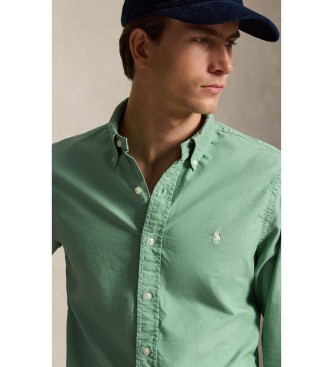 Polo Ralph Lauren Grünes Oxford-Hemd in Custom Fit mit Garment-Dye-Färbung