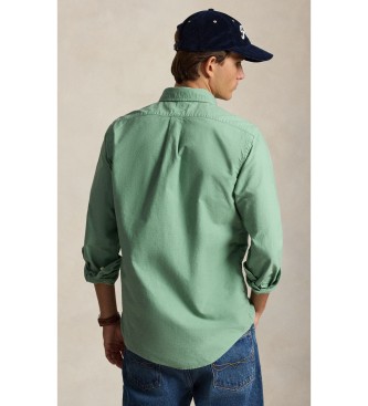 Polo Ralph Lauren Grünes Oxford-Hemd in Custom Fit mit Garment-Dye-Färbung