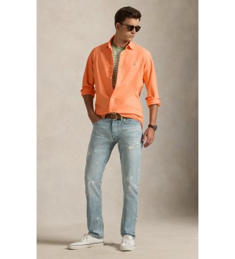 Polo Ralph Lauren camicia oxford arancione tinta in capo