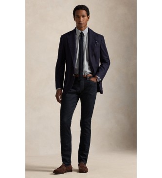 Polo Ralph Lauren Koszula o kroju slim fit z białej, granatowej popeliny ze stretchem