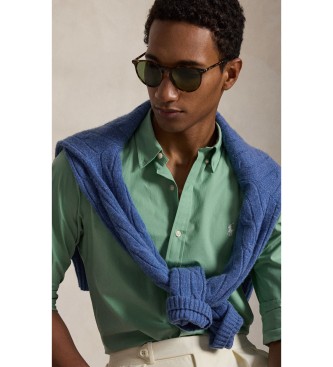 Polo Ralph Lauren Slim Fit Hemd aus grünem Stretch-Popeline