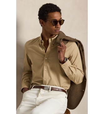 Polo Ralph Lauren Slim Fit Hemd aus elastischer Popeline in Beige