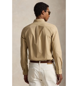 Polo Ralph Lauren Slim Fit Hemd aus elastischer Popeline in Beige