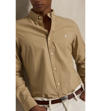 Polo Ralph Lauren Slim Fit Hemd aus elastischer Popeline in Beige