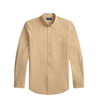 Polo Ralph Lauren Slim Fit Hemd aus elastischer Popeline in Beige