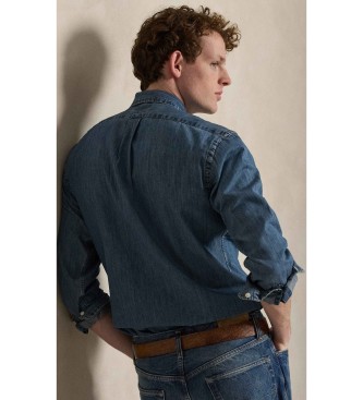 Polo Ralph Lauren Camisa de ganga de ajuste personalizado azul