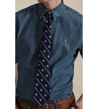 Polo Ralph Lauren Camisa de ganga de ajuste personalizado azul
