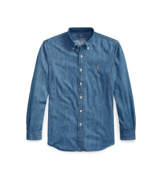 Polo Ralph Lauren Camisa de ganga de ajuste personalizado azul