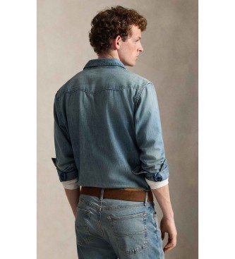 Polo Ralph Lauren Camisa Western de denim flameado azul