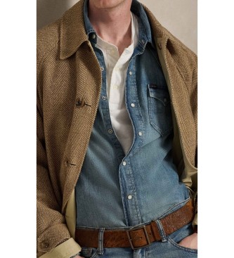 Polo Ralph Lauren Camisa Western de denim flameado azul