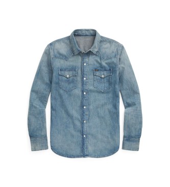 Polo Ralph Lauren Camisa Western de denim flameado azul