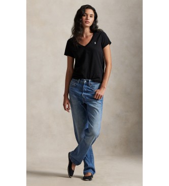 Polo Ralph Lauren Črna bombažna pletena majica Classic Fit