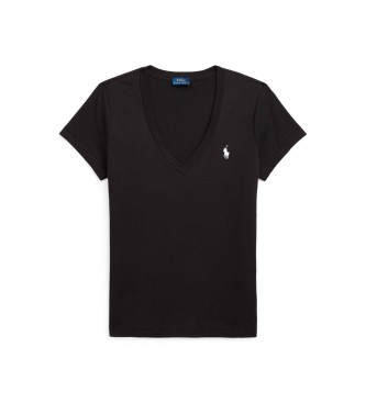 Polo Ralph Lauren Črna bombažna pletena majica Classic Fit