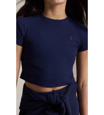 Polo Ralph Lauren Marineblauw geribd vierkant T-shirt