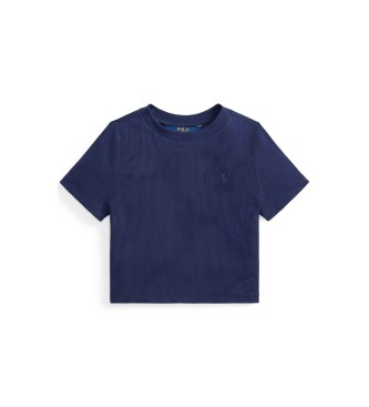 Polo Ralph Lauren Marineblauw geribd vierkant T-shirt