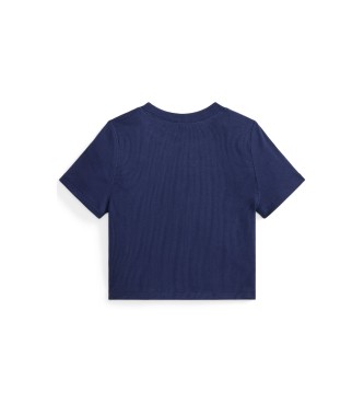 Polo Ralph Lauren Marineblauw geribd vierkant T-shirt