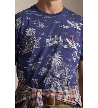 Polo Ralph Lauren T-shirt Slim Fit personalizada com p�lo urso da marinha