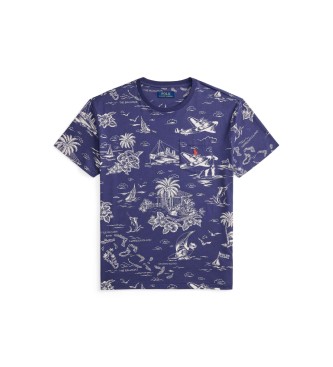 Polo Ralph Lauren T-shirt Slim Fit personalizada com p�lo urso da marinha