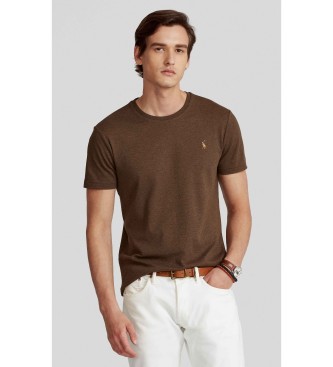 Polo Ralph Lauren T-shirt de algodão Slim Fit personalizada castanha