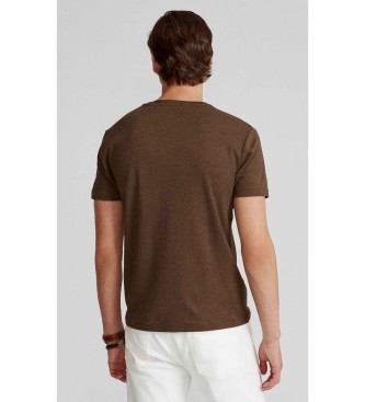 Polo Ralph Lauren T-shirt de algodão Slim Fit personalizada castanha