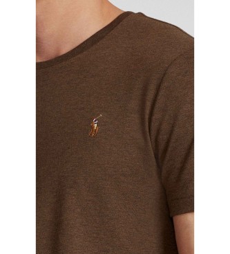 Polo Ralph Lauren T-shirt de algodão Slim Fit personalizada castanha