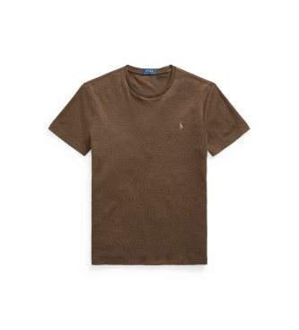 Polo Ralph Lauren T-shirt de algodão Slim Fit personalizada castanha