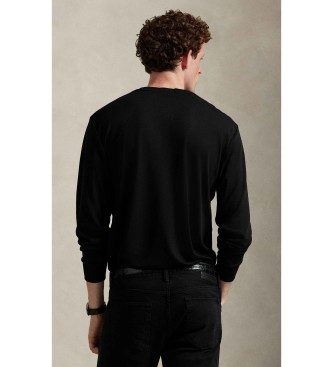 Polo Ralph Lauren Czarna bawe?niana koszulka Custom Slim Fit