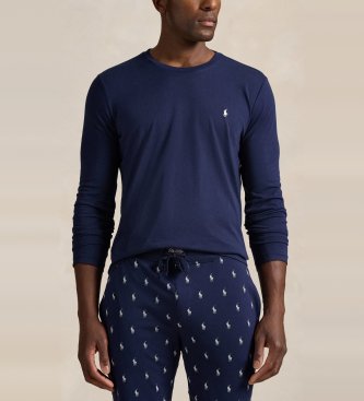 Polo Ralph Lauren Camicia da notte in maglia di cotone blu navy