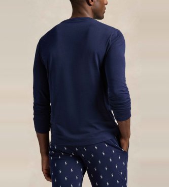 Polo Ralph Lauren Camicia da notte in maglia di cotone blu navy