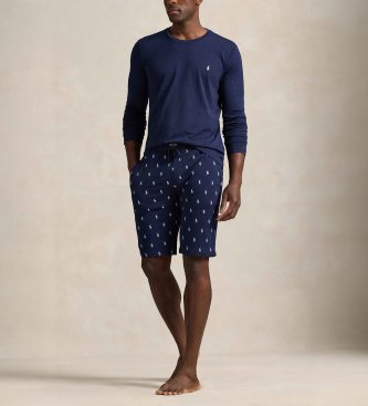 Polo Ralph Lauren Camicia da notte in maglia di cotone blu navy