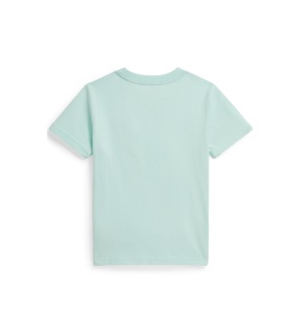 Polo Ralph Lauren Turkusowa koszulka z dzianiny bawełnianej z kieszenią