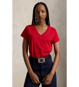 Polo Ralph Lauren Maglietta in maglia con collo a V rosso