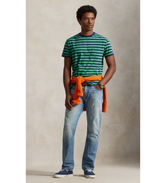 Polo Ralph Lauren Grün gestreiftes Strick-T-Shirt Classic Fit